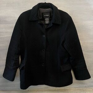 Outbrook Classic Black‎ Quilted Overcoat Jacket Large 12/14 Good Condition
